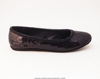 navy blue sequin flats