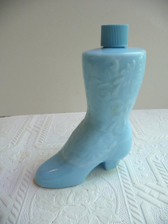 Items similar to Vintage Avon Bottle, blue glass Boot, lady's Boot