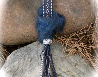 Card Woven Wrist Distaff for Spinning with Drop Spindle