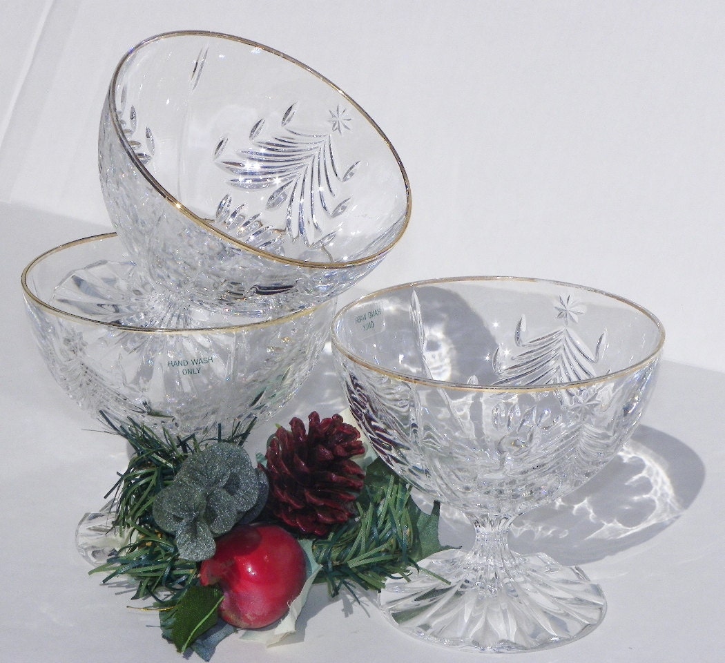 Mikasa Crystal Christmas Tree Footed Dessert by BonAppetitAntique