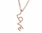 Rose Gold Love Pendant Necklace - 14k Solid Gold Name or Word Necklace - Hand Formed Initials Name Number Monogram