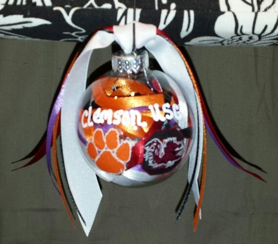 Items similar to CLEMSON / USC GAMECOCKS House Divided Handmade Glass ...