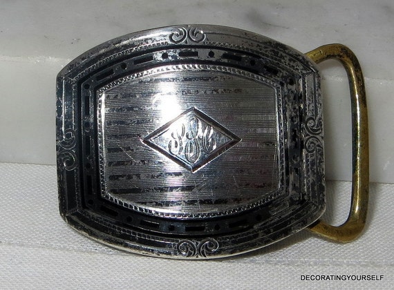 1917 Marsh Sterling Silver Plated Belt Buckle Engraved