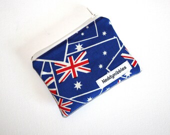 Mini Zippered Pouch in Australia Flag Fabric