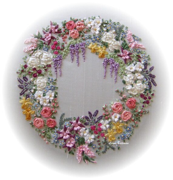 Garland of Silk Ribbon Flowers Full kit by lornabateman22 on Etsy