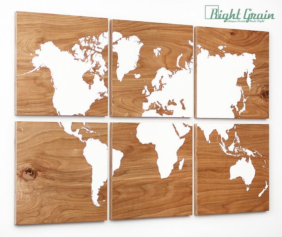 Large Wood Grain World Map Print Collection Custom by RightGrain