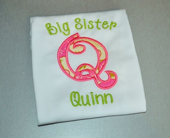 Big Sister Outfit - Monogrammed/Personalized Big Sister Appliqued T-shirt