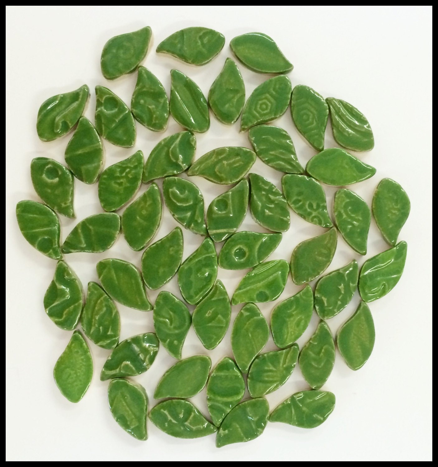 Ceramic Leaves 50 Mosaic Leaf Tiles High Fired