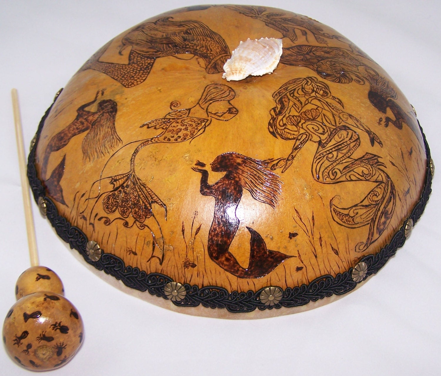 Ocean Gourd Drum Ocean Drum Mermaid Gourd Drum OOAK
