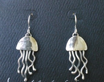 Artisan Peite Jellyfish Earrings in Sterling Silver - Handcrafted by Lynda Keen