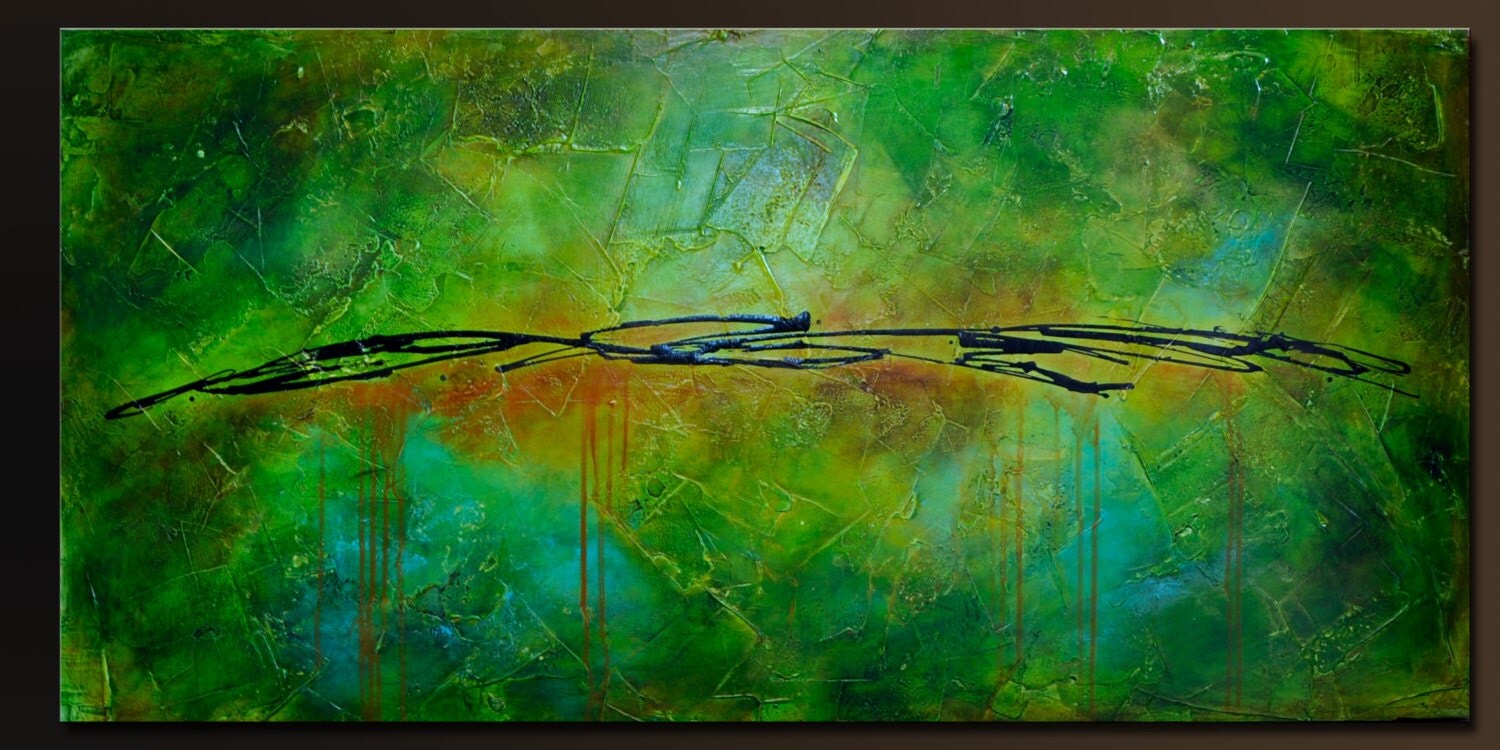 Going Green 3 Abstract Acrylic Painting on Canvas Original