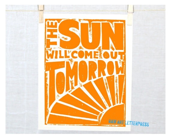 The Sun will come out Tomorrow Annie Print Typography Poster