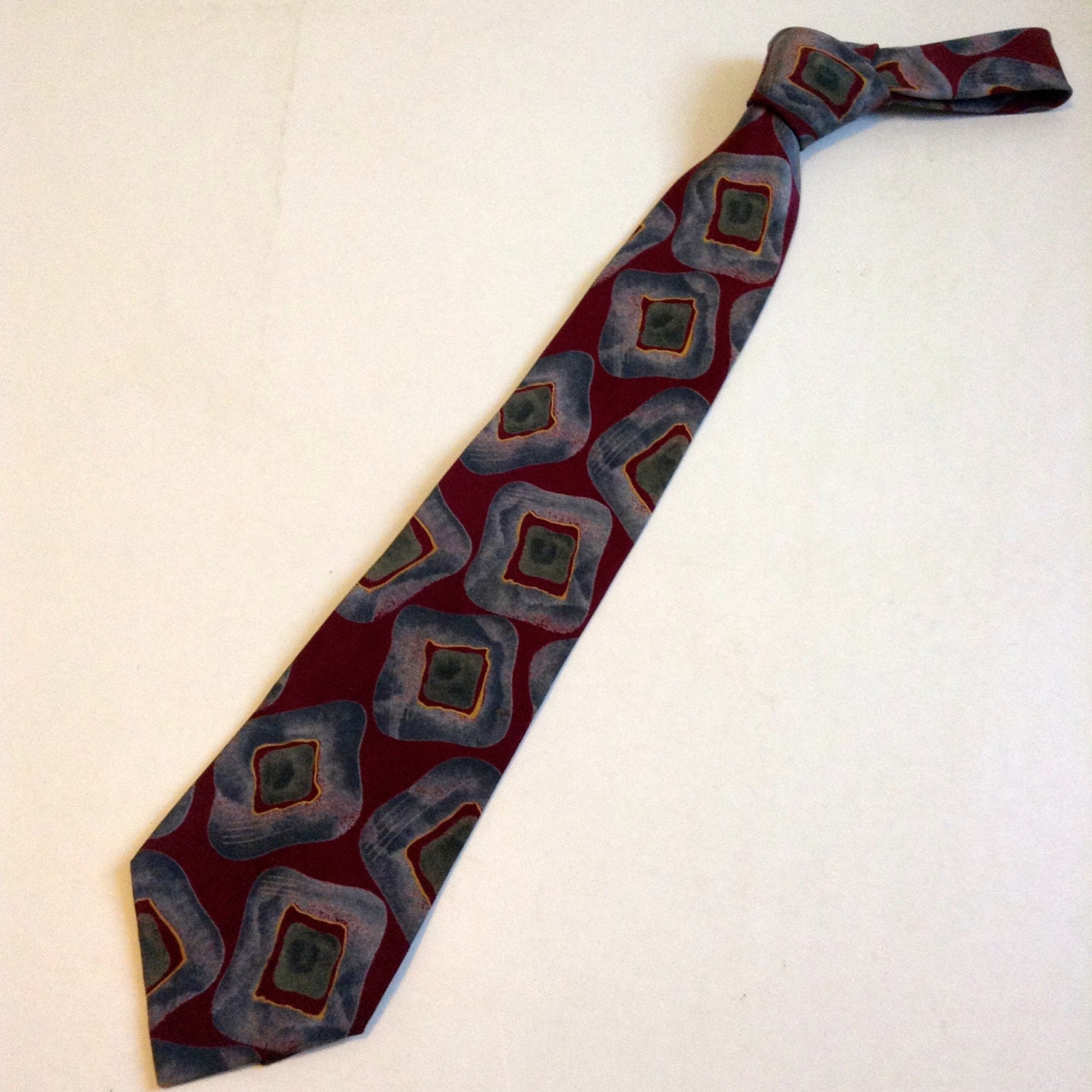 Vintage Bally Silk Tie. Beautiful Maroon and Grey Designer Necktie ...