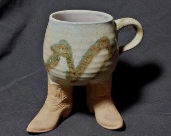 ... Boots Mug / 1981 Stoneware Mug with Cowboy Boots from Tucson AZ