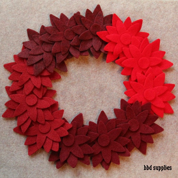 Wild Berries Poinsettias 36 Die Cut Felt Flowers by bbdsupplies