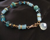 Items similar to Multi Gemstone Aqua Green Bracelet Peruvian Amazonite ...