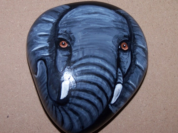 Items Similar To Elephant Hand Painted Rock Art Collectible Stone Decor   Il 570xN.704802279 5q0k 