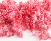 doll hair dark pink wensleydale  fleece non separated wool lock for hair for Blythe Doll- Wool Doll Hair, Blythe Doll Reroots,