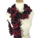 Sale Hand Knit Ruffled Scarf - Red Purple Burgundy