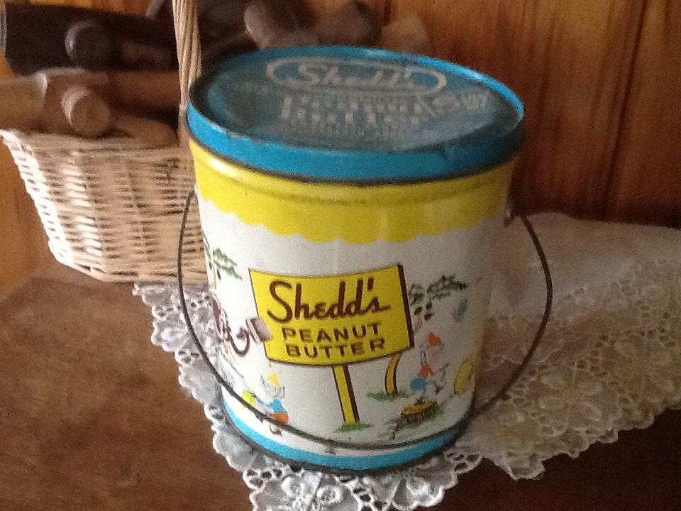 Shedd's Peanut Butter Tin Bucket 1950's by thefunnybunny on Etsy