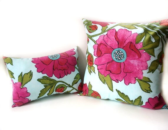 Decorative pillow set rose pink Spring flowers pillow set of