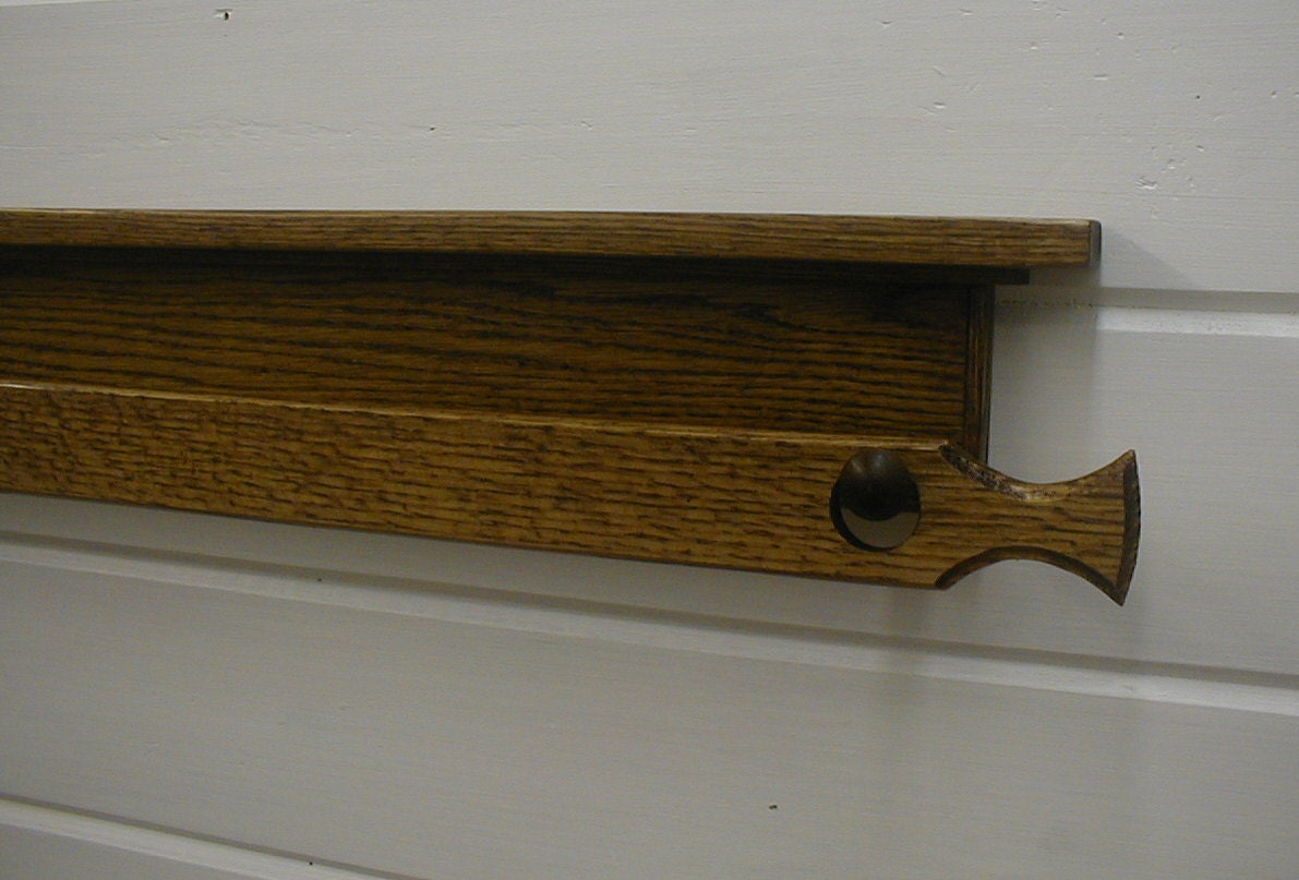 Oak Wall Mounted Quilt Rack Dark Golden Oak by Marswoodworking