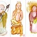 Zen Buddhas, Three Buddha Paintings set, Bodhisattvas: Jizo, Maitraiya Miroku Buddha, Medicine Original Watercolors, zen decor, altar art
