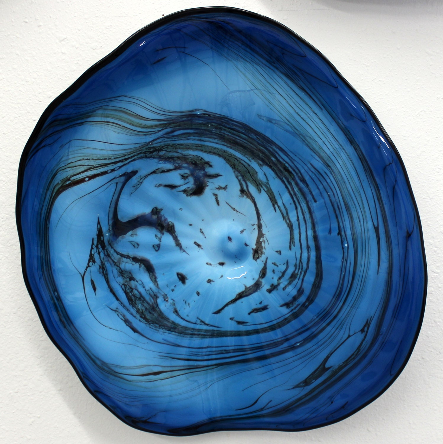 Beautiful Hand Blown Glass Art Wall Platter Bowl By Oneilsarts