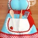 Dotties Diner Retro 50s Diner Waitress Apron Aqua and Red