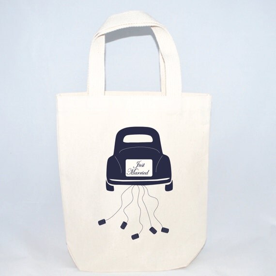 Just Married Buggy Tote Bags - custom wedding totes