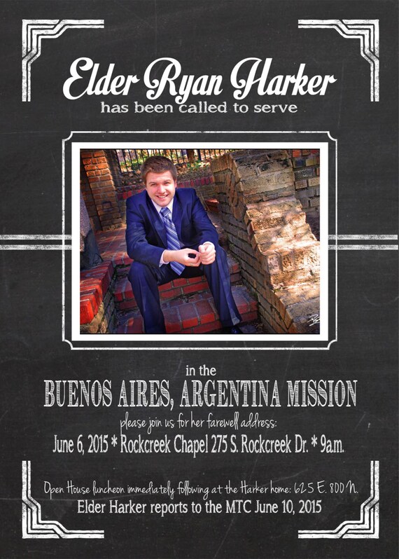 LDS Missionary Announcement 5x7 Custom Printable by periwinkleinc