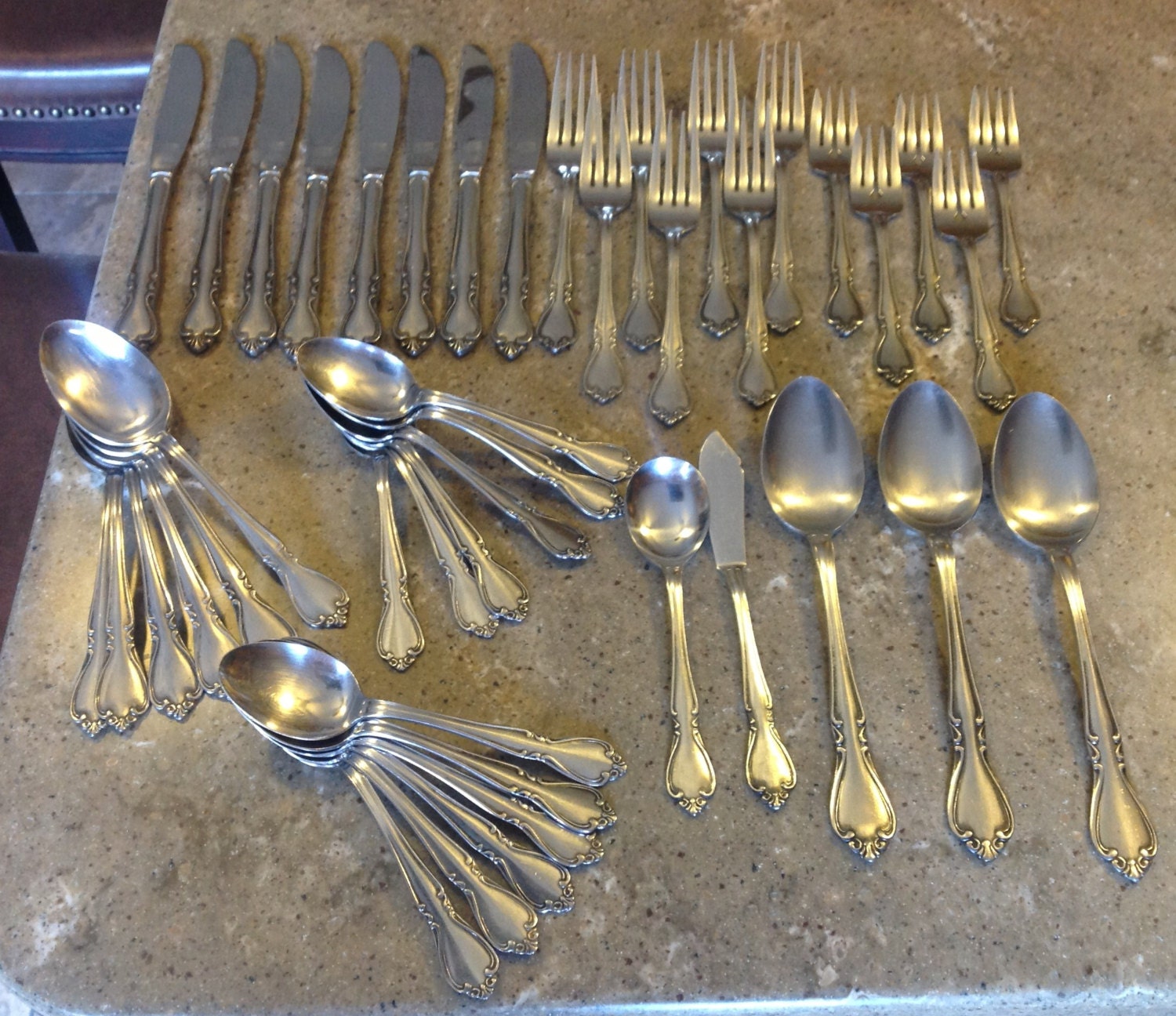 Vintage Mid Century AMC Japn CREON Pattern Stainless Steel Flatware 43