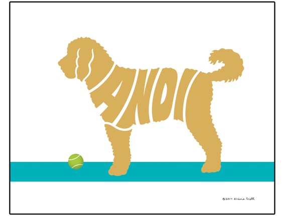 Personalized Goldendoodle Art Print Goldendoodle Silhouette
