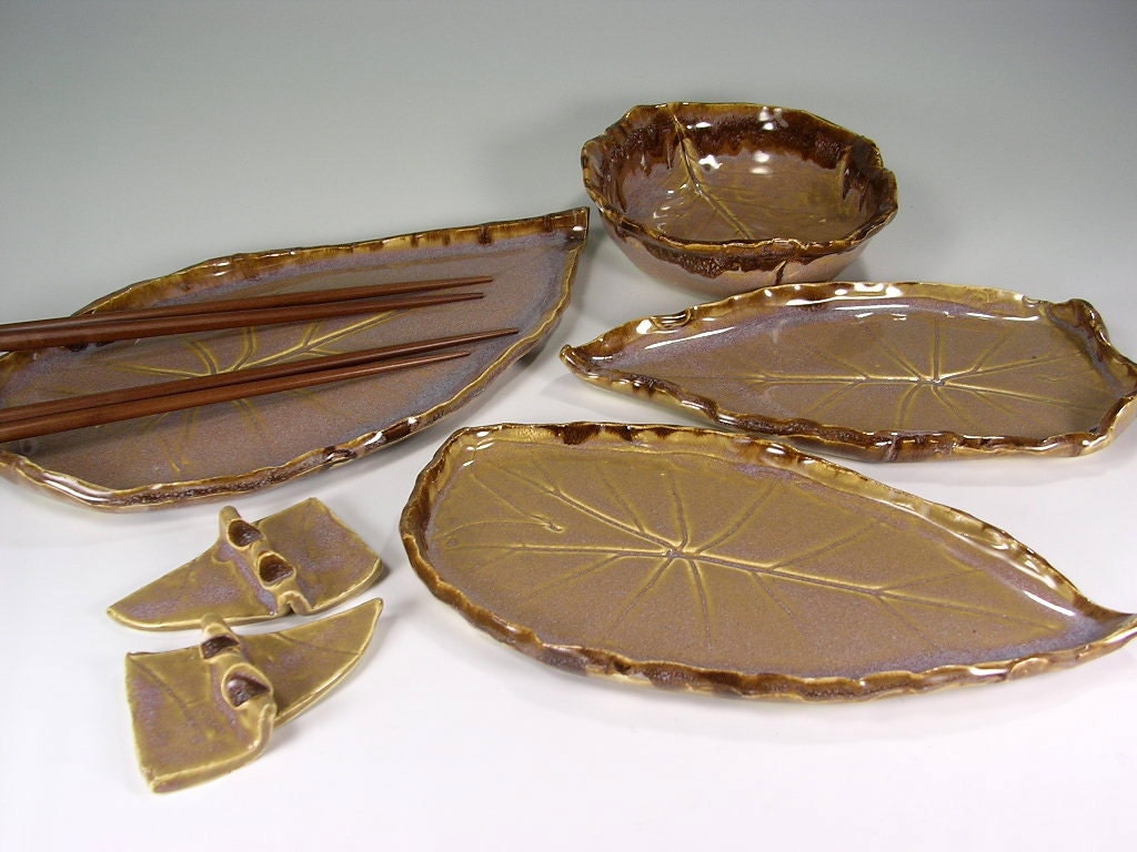 Sushi tray set ceramic sushi set pottery sushi serving set