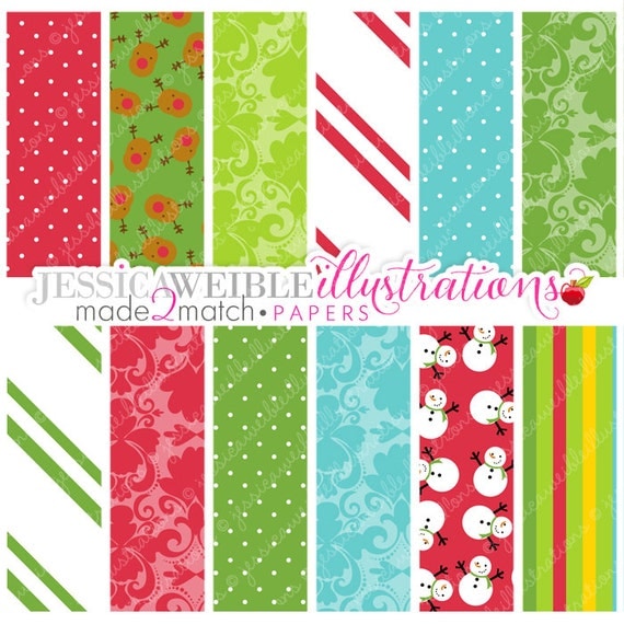 Christmas Morning Cute Digital Papers for Commercial or Personal Use, Christmas Patterns, Christmas Papers Il_570xn