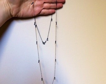 36" Long Tarnished necklace Tiny Drops