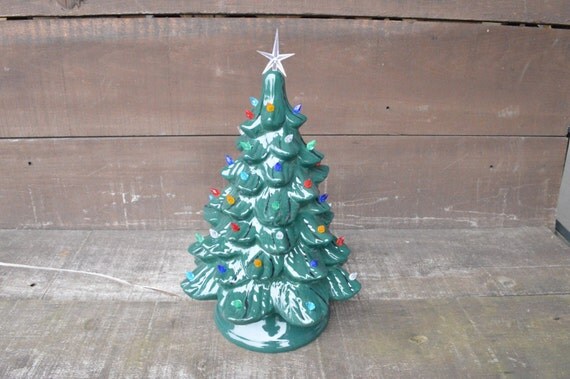 vintage style ceramic christmas tree with lights handpainted vintage style ceramic christmas tree with lights handpainted