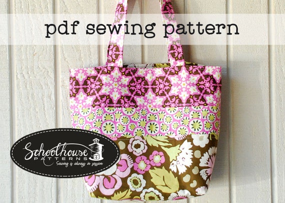 Patchwork Tote Bag handbag purse diaper bag by SchoolhousePatterns