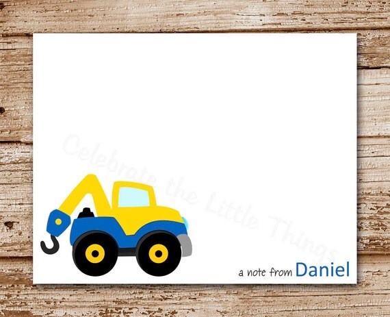 Set of 8 Tow Truck Note Cards, Notecards | Personalized Stationery | Transportation, Towtruck, Rescue Vehicle Cards | Thank You Cards Il_570xn