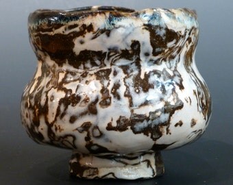 Porcelain and Brown Stoneware Japanese Style Tea Bowl Nerikomi Neriage Chawan George Watson