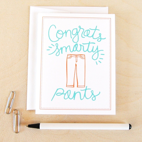 Congrats Smarty Pants Graduation Card By Ktfdesign On Etsy