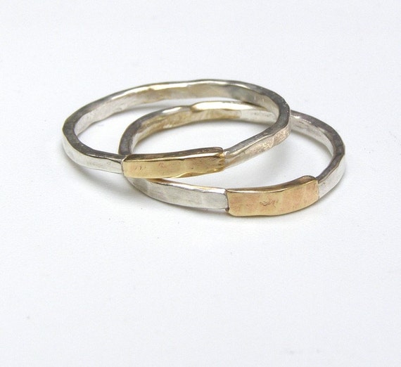 Set Wedding ring Handmade wedding bands, silver sterling ring set -2 ...