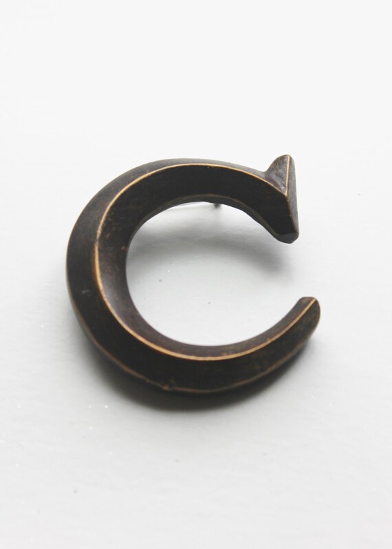 Sale HANDMADE MONOGRAM Christmas Stocking Pin Brown Brooch Personalize