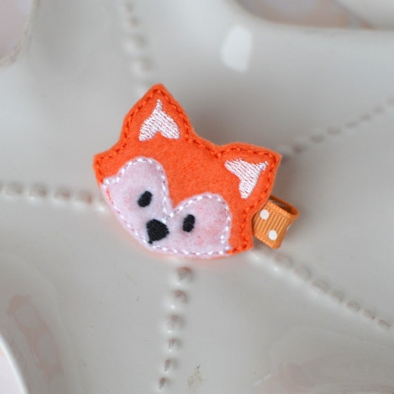Items similar to Felt Fox Hair Clip Cool Animal Bow Trendy, Fun Hair