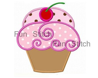 cherry cupcake applique machine embroidery design