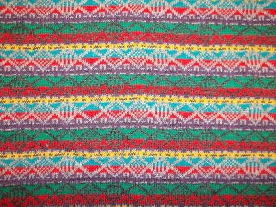 Vintage Bright and Vibrant Intarsia Knit Fabric by sewwhatsnewfabrics