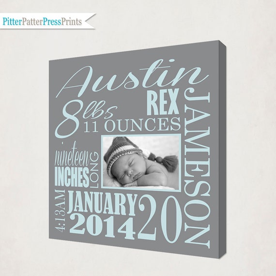 Baby Birth Announcement Canvas // by pitterpatterpress on Etsy