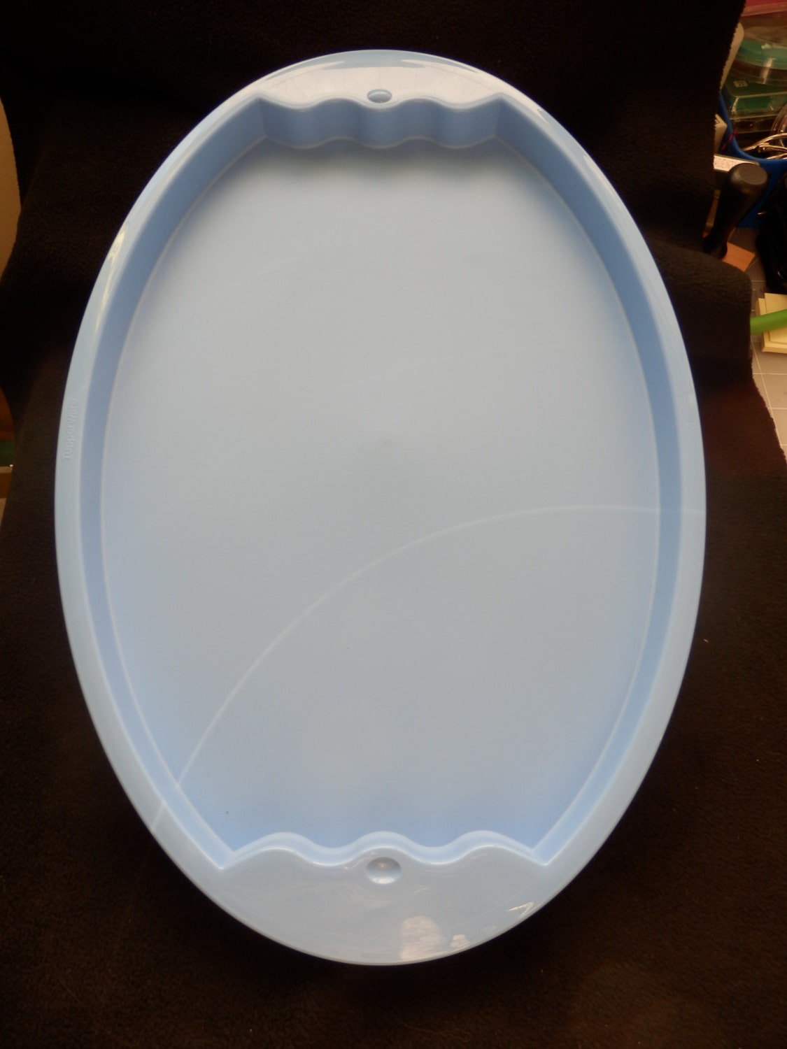 Vintage Tupperware Impressions serving platter blue (1) Haute Juice