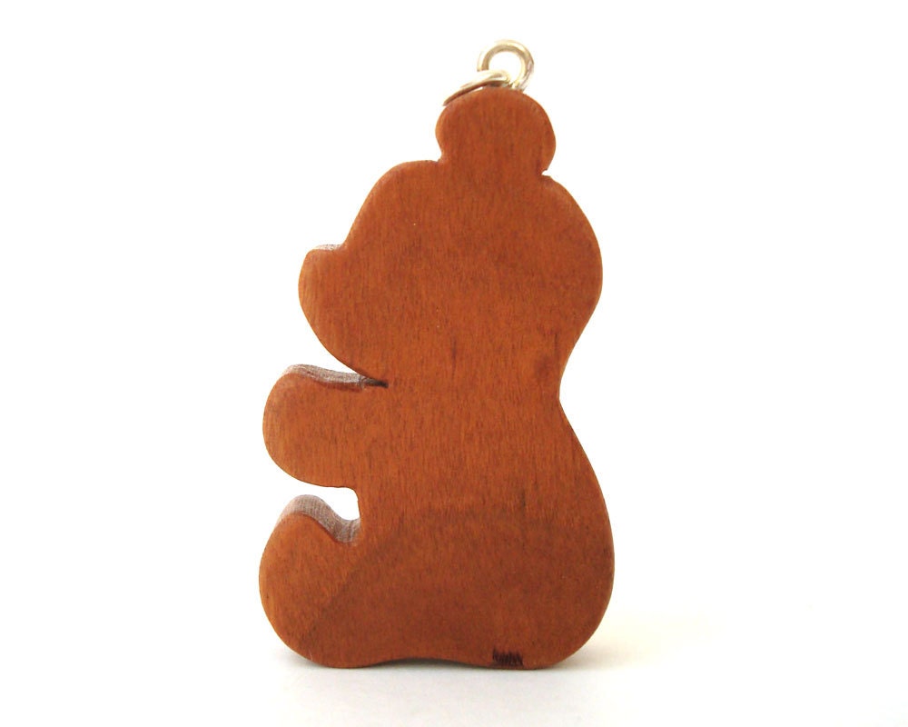 wax wood for cherry Silhouette OohLookItsARabbit by Wood Pendant Necklace Bear Teddy