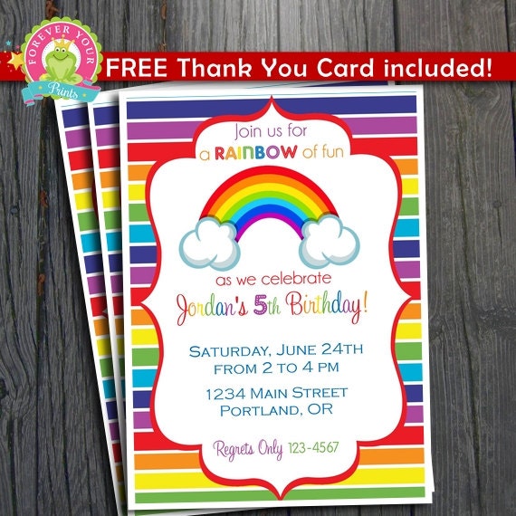 Rainbow Birthday Invitation - Rainbow Party Invite Il_570xn